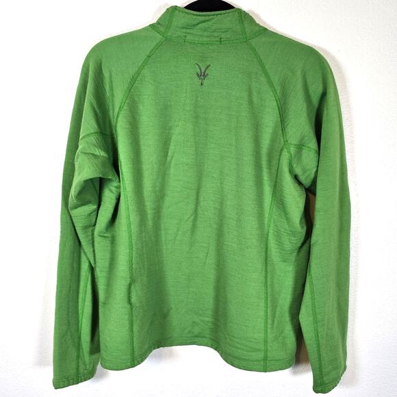 Ibex 1/4 Snap Pullover Top Women's L Green Merino Wool USA Made Granola Girl - Picture 2 of 8